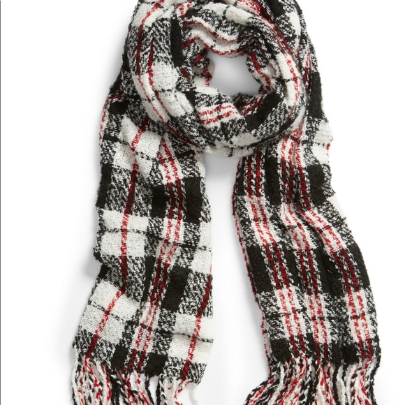 Free People Emerson Plaid Blanket Scarf Ivory - Picture 4 of 8